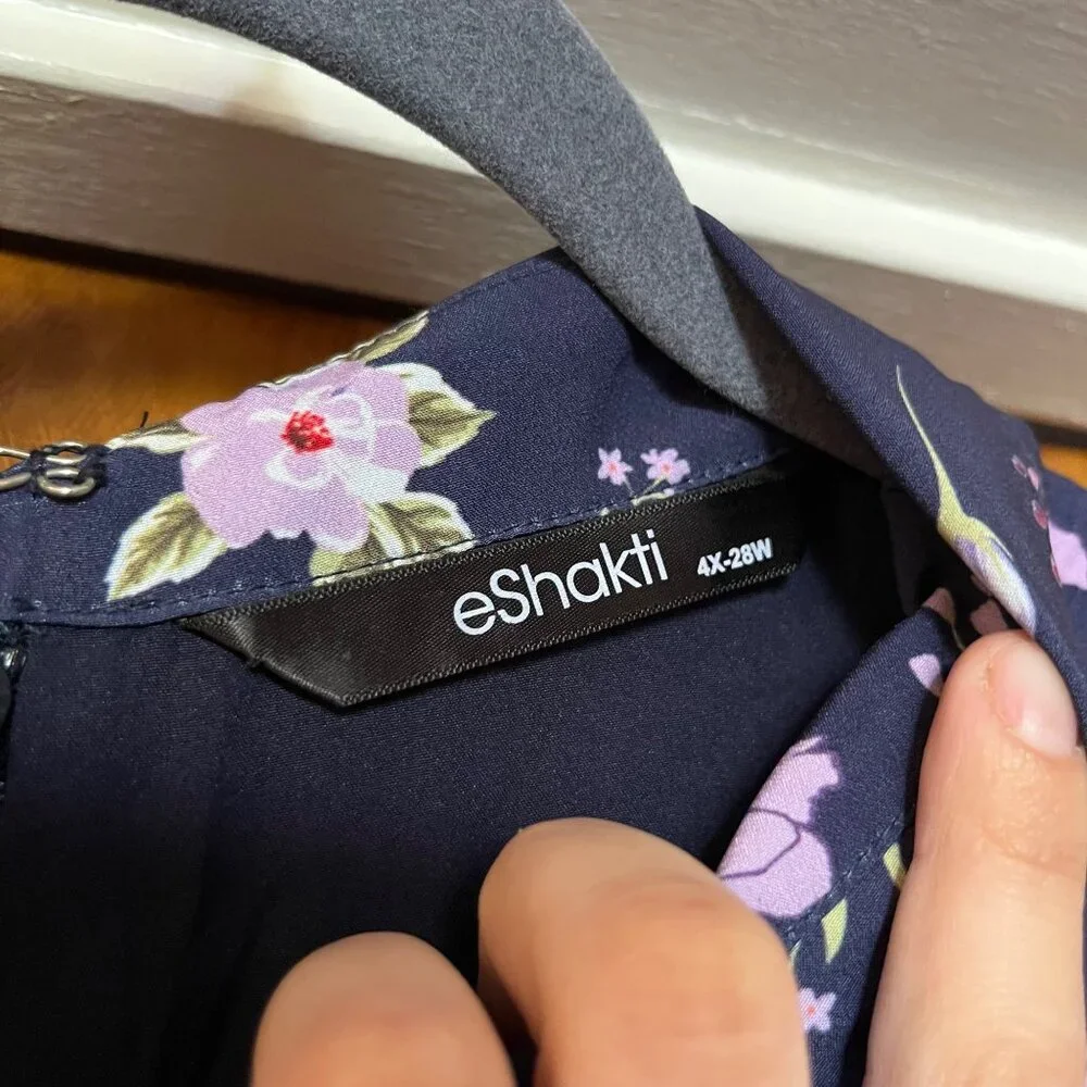 Wayward Fancies Eshakti Modest High Neck Floral Dress Womens Size 4x Plus Collar - Picture 6 of 6